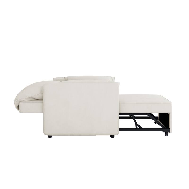 Convertible Pull Out Sofa Bed, 3-in-1 Sleeper Chair Adjustable Backrest with Thicked Cushions, Multi-Functional Armchair