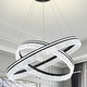 preview thumbnail 20 of 33, Round LED Crystal Chandelier Ring Dimmable Pendant Light Fixture 23.6+31.5 in - Black