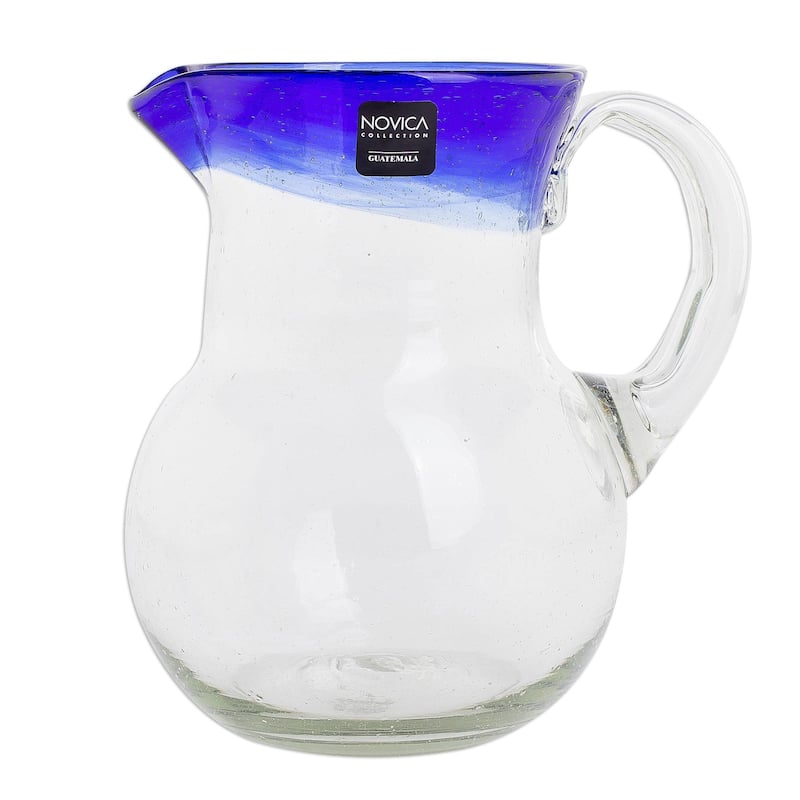 Recycled glass pitcher, 'Sky Reflection'