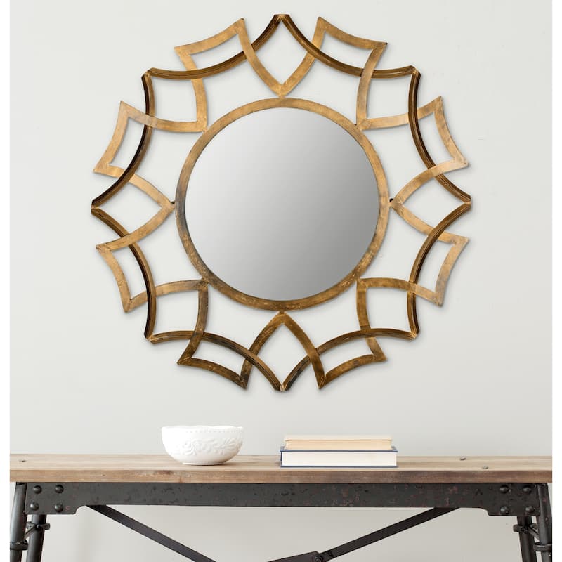 SAFAVIEH Yuuna Antique Gold Sunburst 35-inch Decorative Mirror - 35" x 1" x 35" - 35Wx1Dx35H