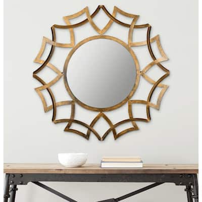 SAFAVIEH Yuuna Antique Gold Sunburst 35-inch Decorative Mirror - 35" x 1" x 35" - 35Wx1Dx35H