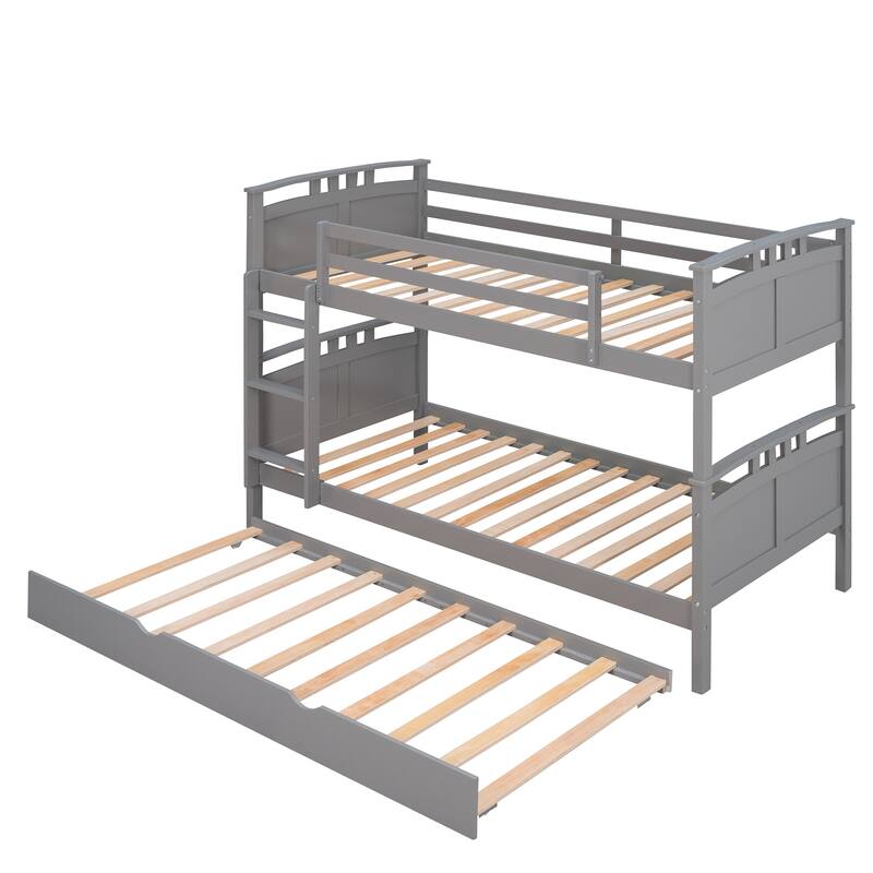 Sturdy TwinOverTwin Bunk Bed with Trundle and Ladder On Sale Bed Bath & Beyond 38293778