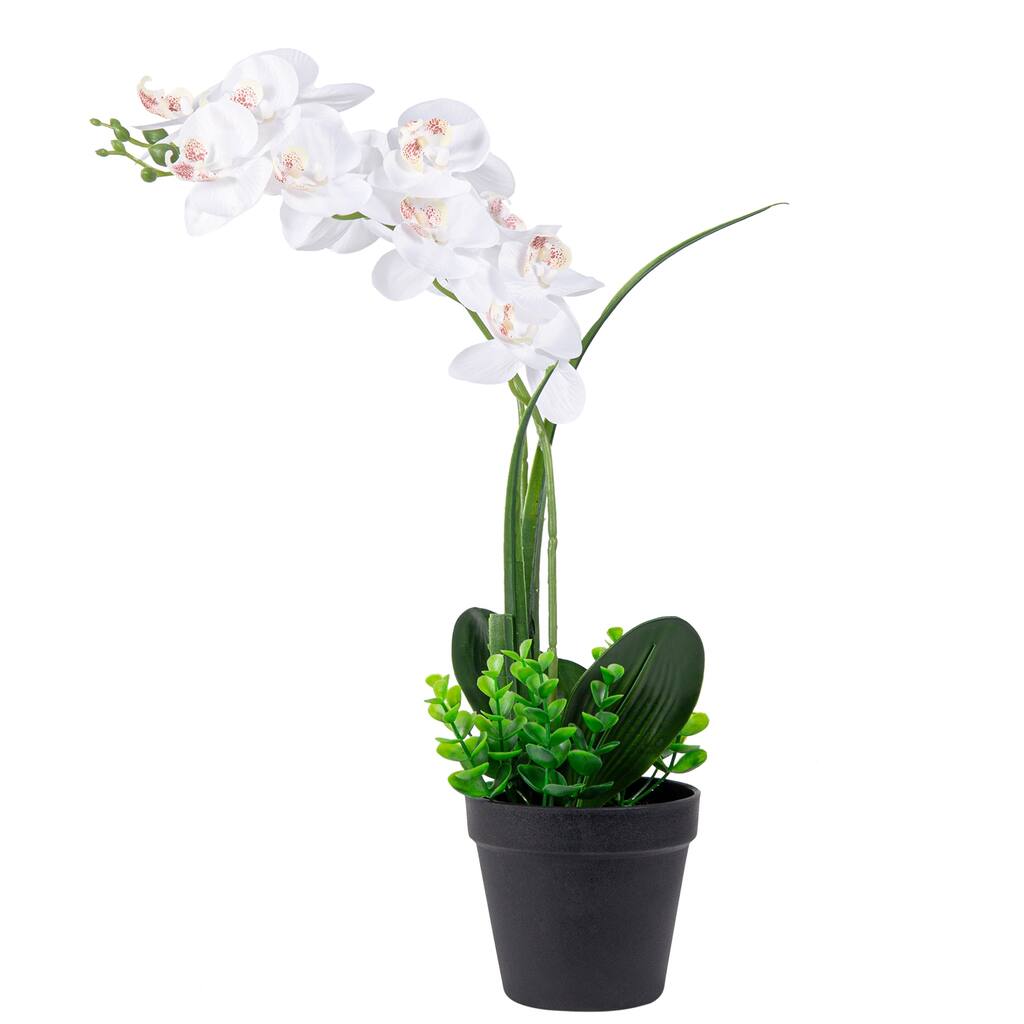 Artificial Orchids 20" Fake White Orchid Plant