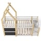 preview thumbnail 17 of 16, Multifunctional Design and House Shape Bunk Bed with Storage Staircase and 2 Blackboards, Twin over Twin, White