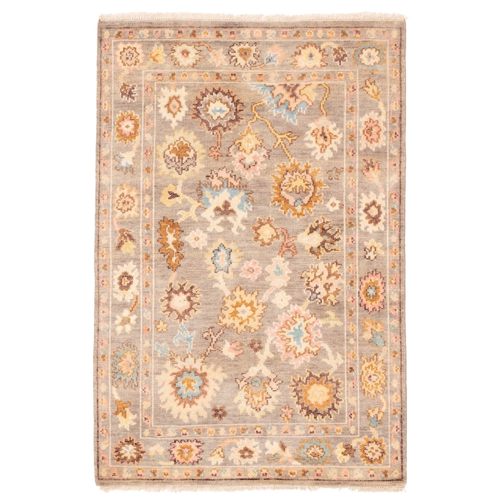 ECARPETGALLERY Hand-knotted Modern Oushak Taupe Wool Rug - 3'11 x 5'11