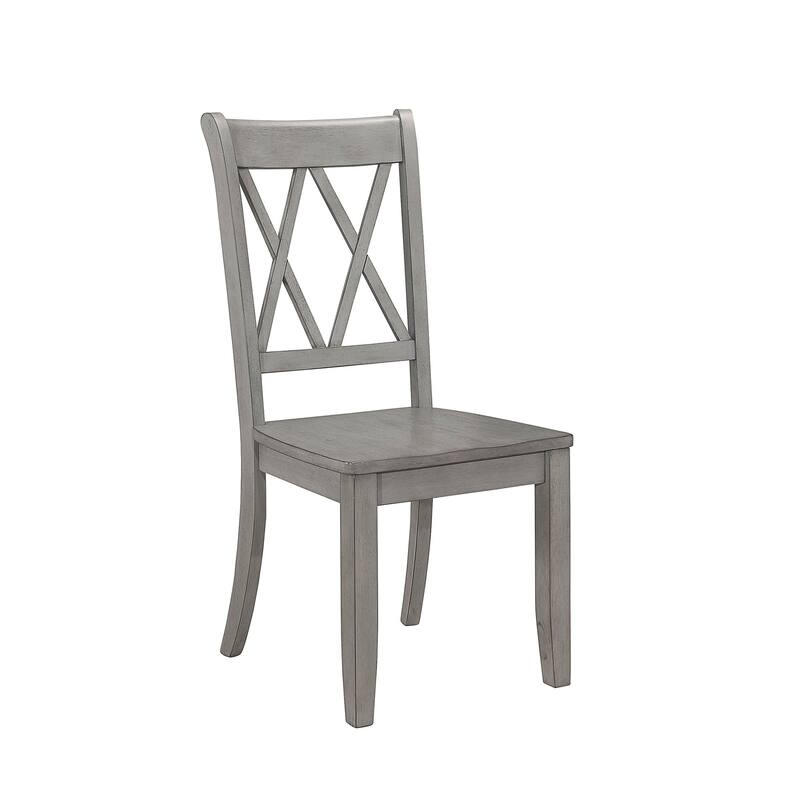 2PCS Side Chairs,Pine Veneer Transitional Double-X Back Design Dining Chair - Gray