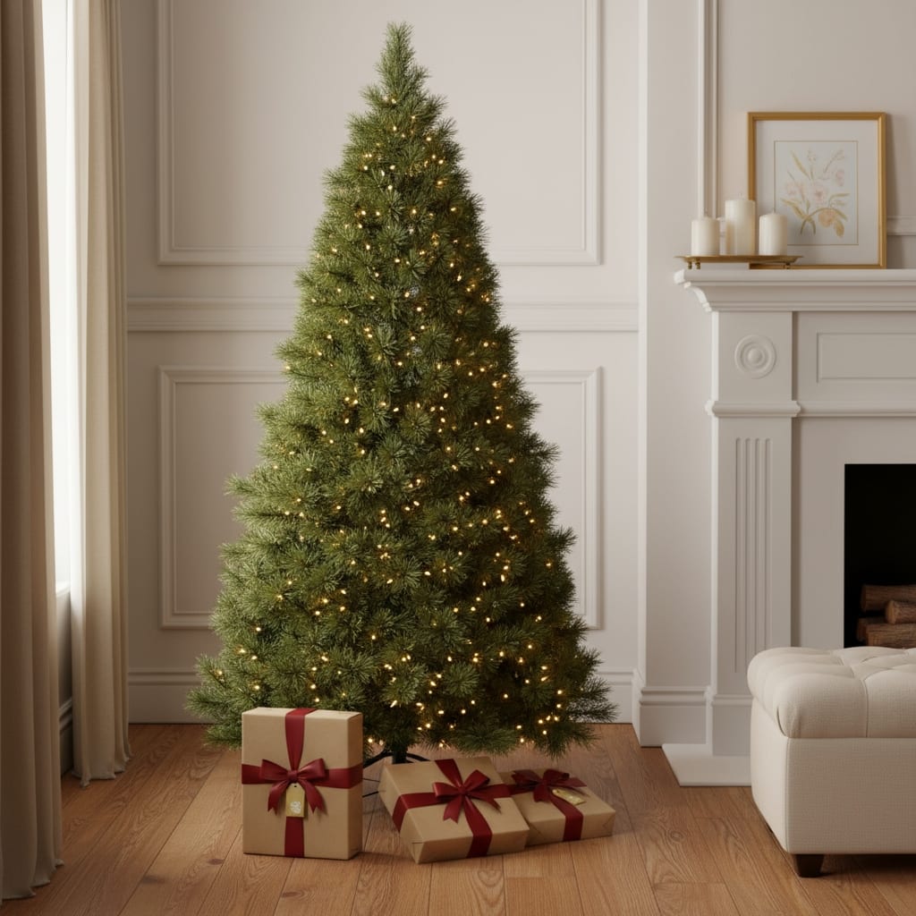HomeRoots 9' Pre Lit Full Spruce Christmas Tree - Green - 58.00 in. x 108.00 in. x 58.00 in.