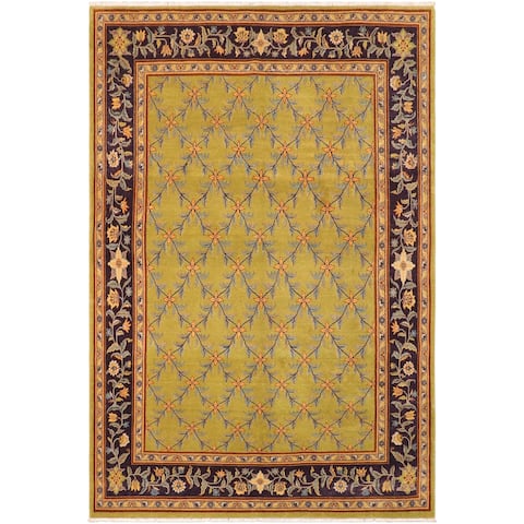 Turkish Knotted Istanbul Rebbeca Green/Aubergine Wool Rug - 8'2'' x 9'11'' - 8 ft. 2 in. X 9 ft. 11 in.
