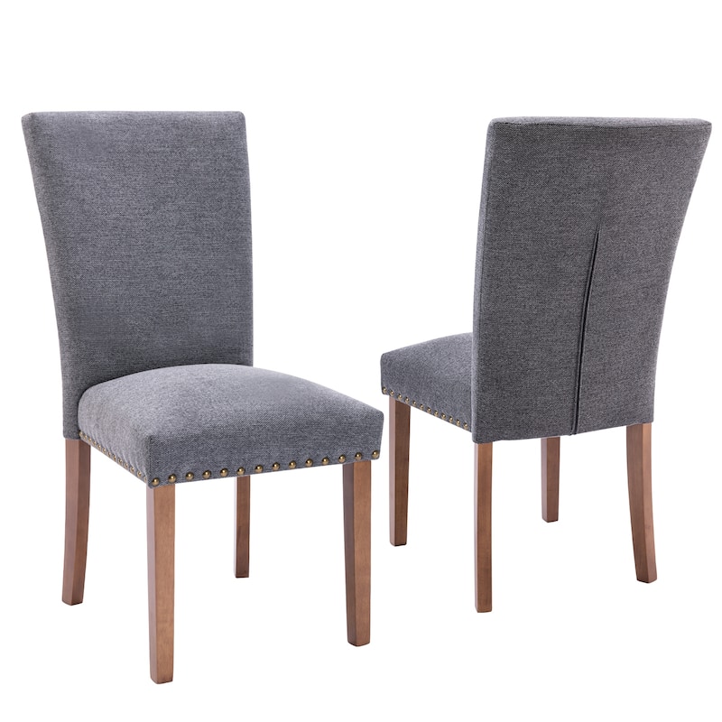 Upholstered Parsons Dining Chairs Set of 2/4/6, Fabric Dining Room Kitchen Side Chair with Nailhead Trim and Wood Legs