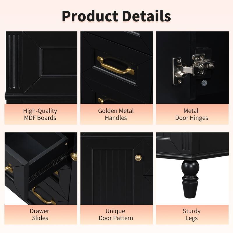 Roomfitters 36" Bathroom Vanity with Sink, Solid Wood Frame, Flip-Out Drawer & Soft-Close Doors