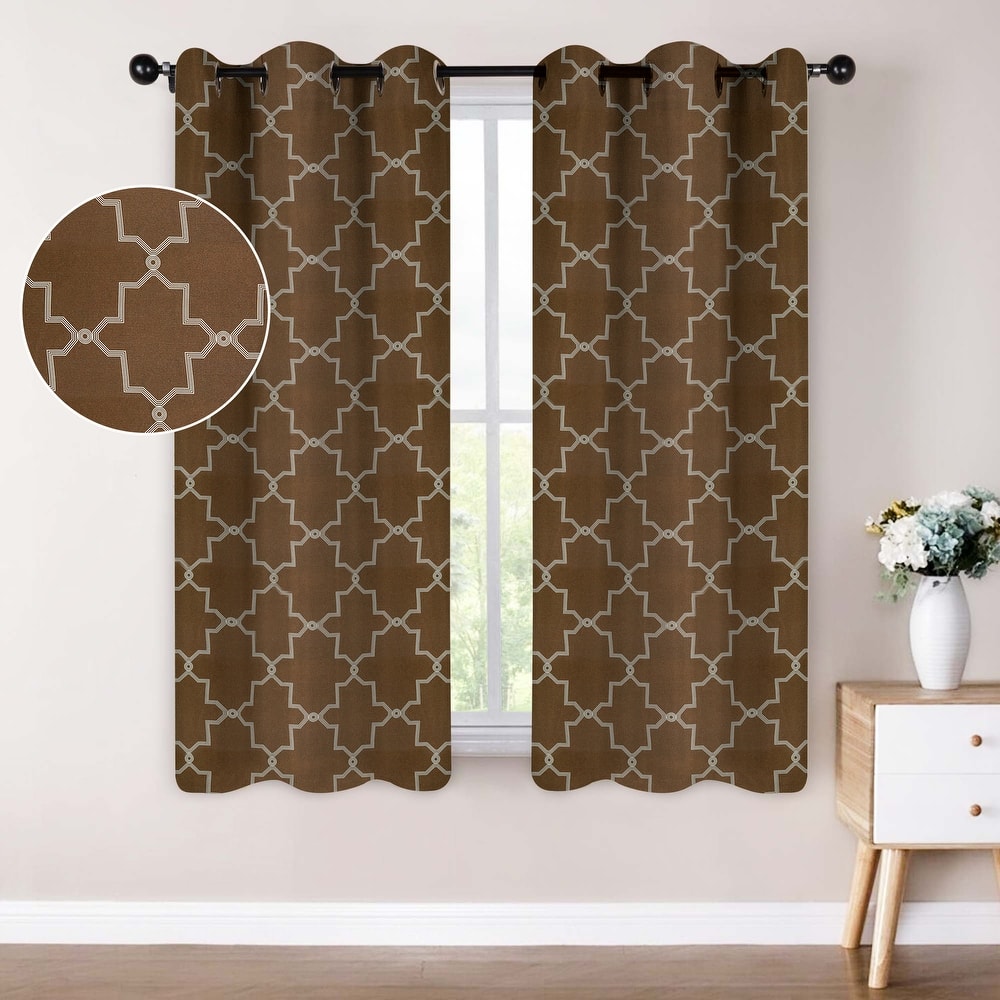 Superior Trellis Washable Room Darkening Curtains, Set of 2 Panels