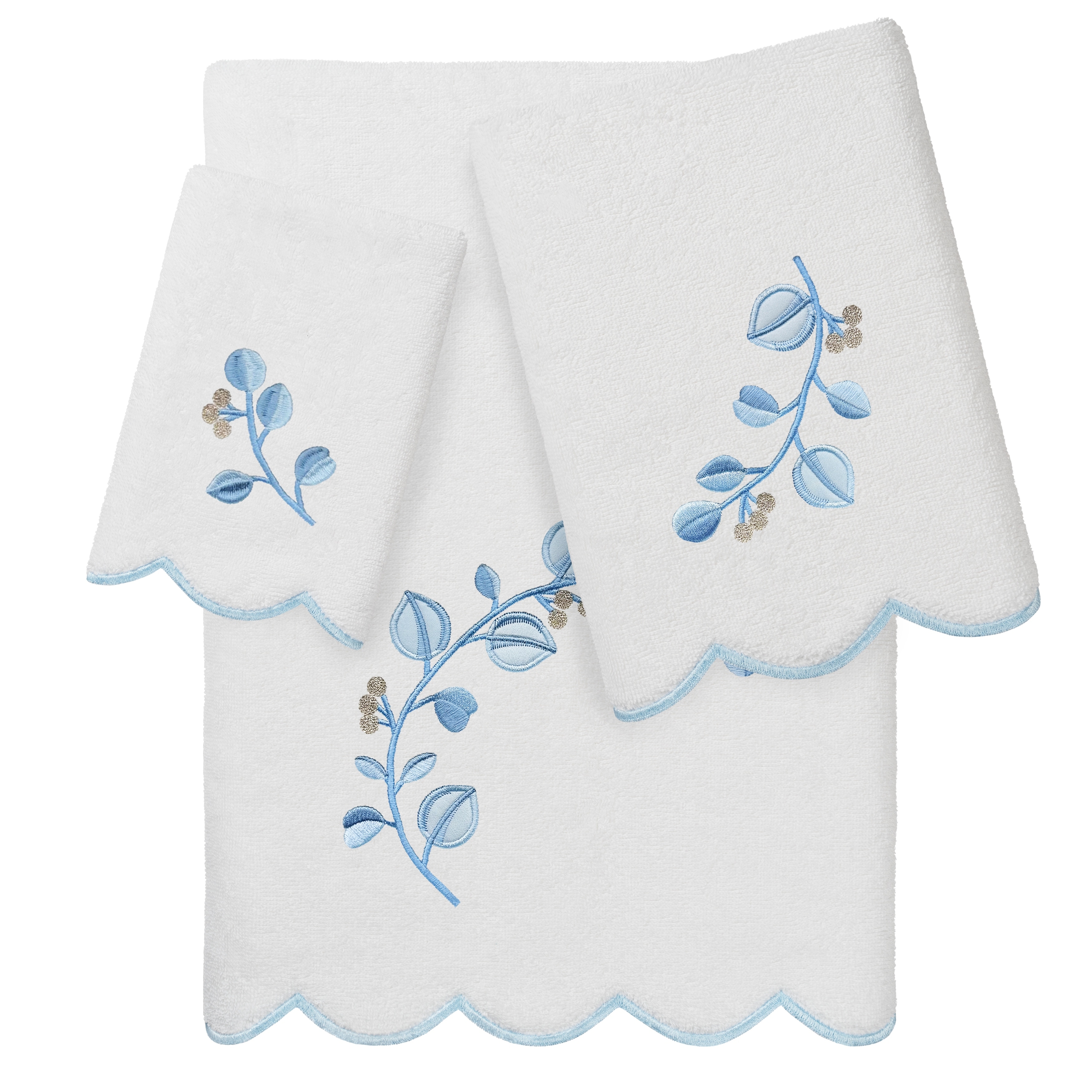 Authentic Hotel and Spa 100% Turkish Cotton WILD BRANCH Scallop Embellished Towel Collection