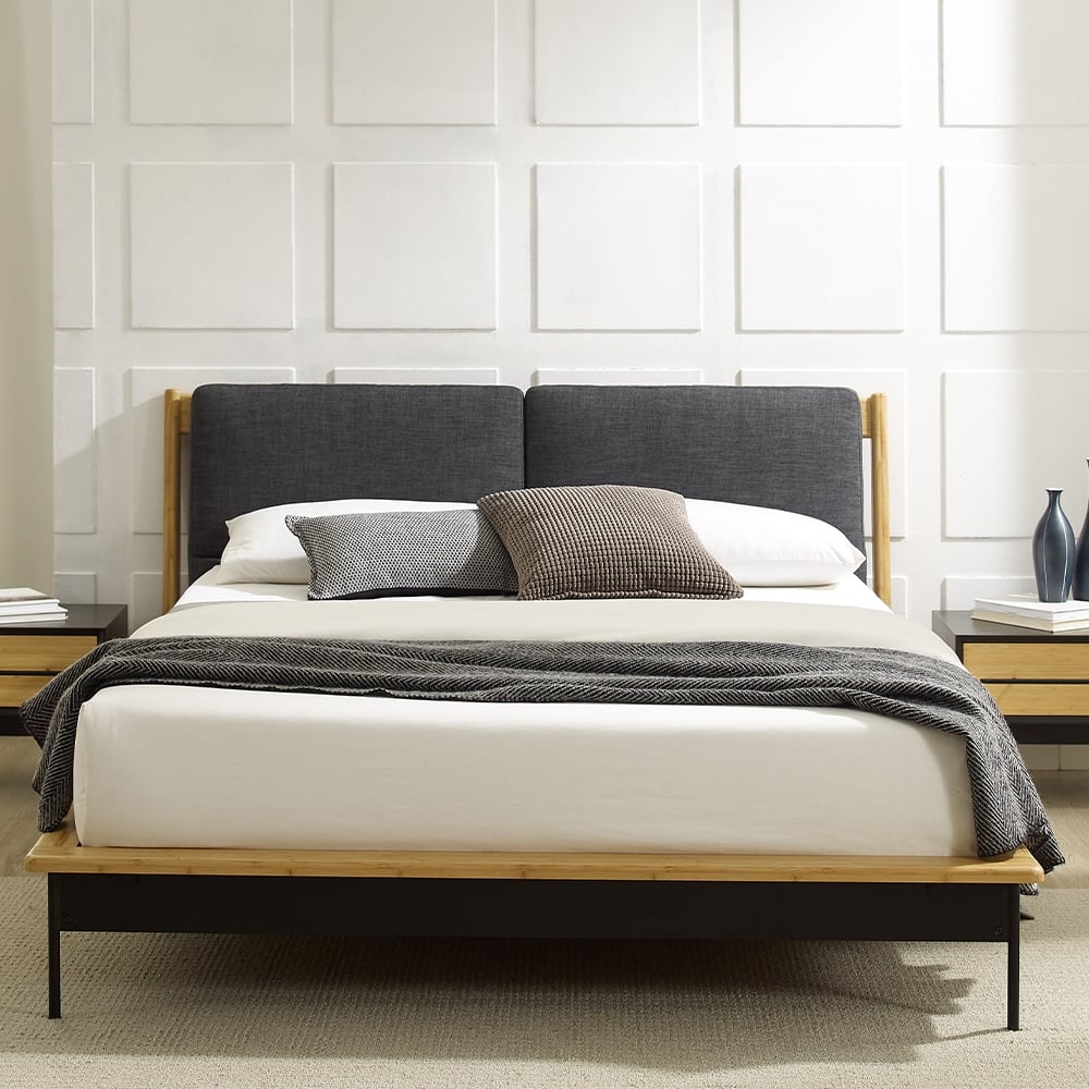 Spencer Queen Platform Bed with Fabric, Sand