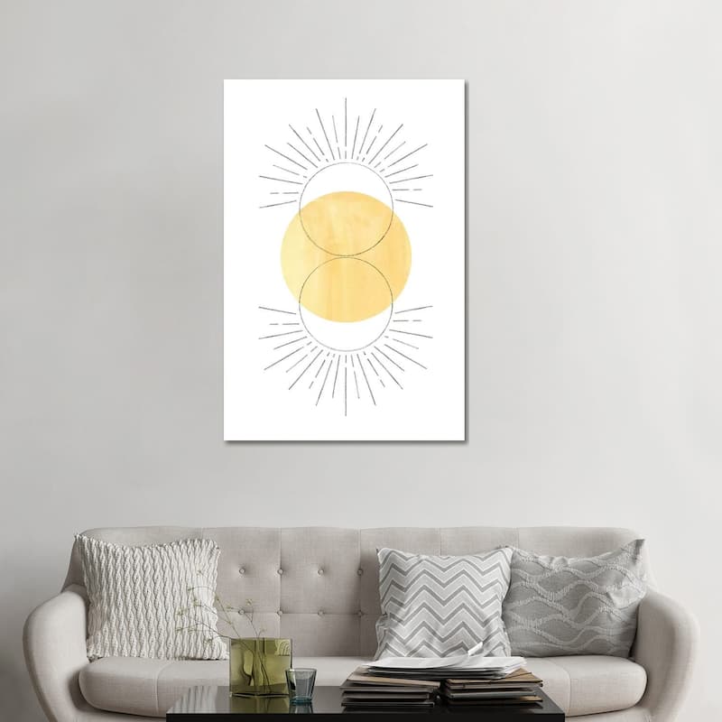 iCanvas "Mustard Yellow Sun, Abstract Art" by Whales Way Canvas Print - 48x32x1.5