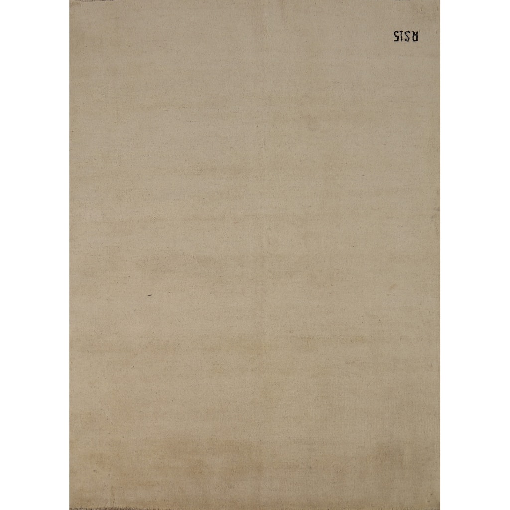 Gabbeh Modern Oriental Rug Handmade Beige Wool Carpet - 4'8"x 6'3"