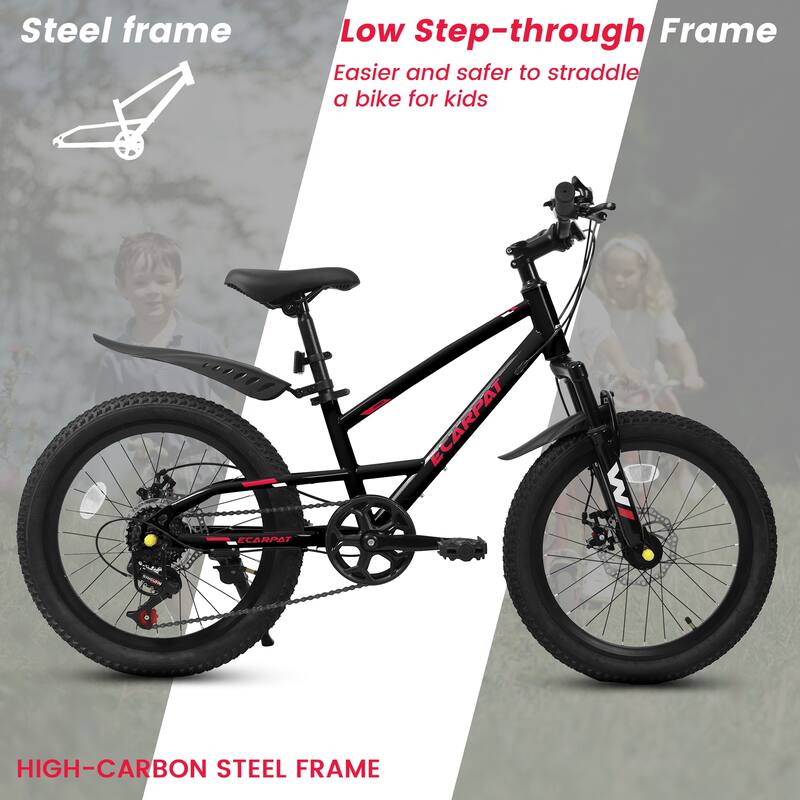 20 inch Mountain Kids Bike for Boys & Girls, Ages 6-12, 7-Speed with Front Suspension