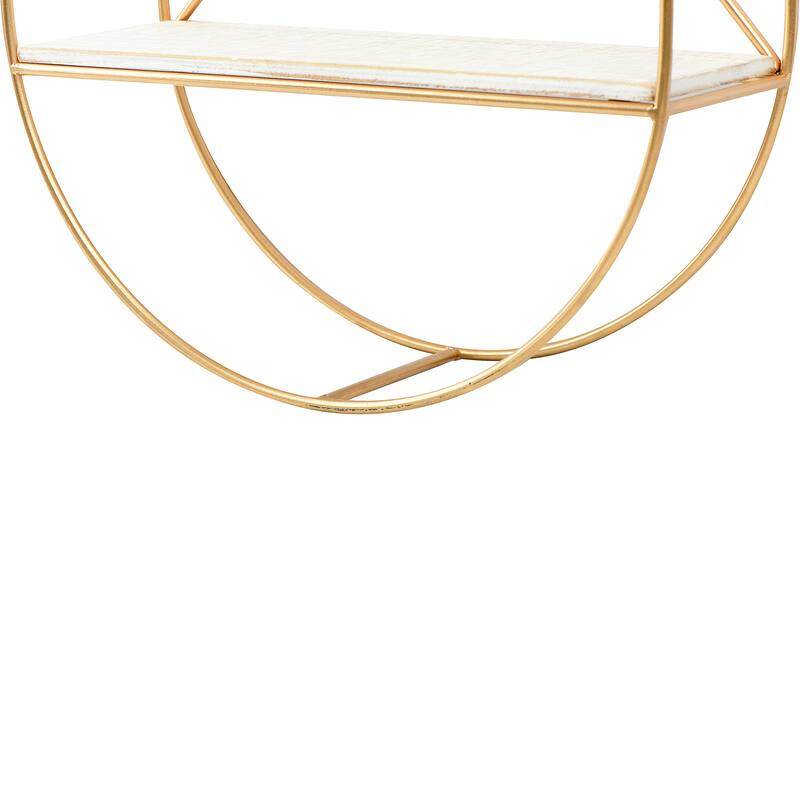 Wood and Gold Oval Wall Shelf