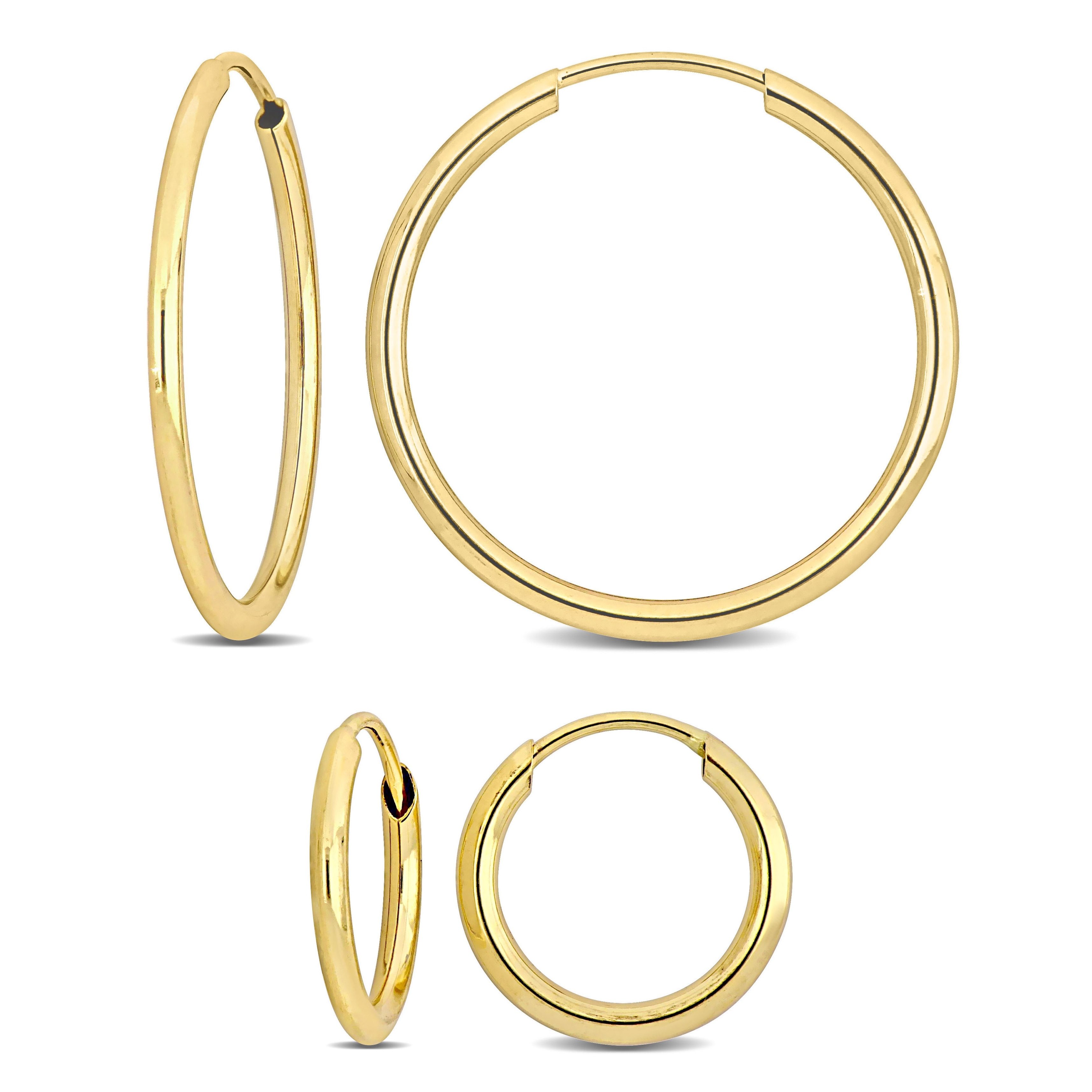 Miadora 11mm 20mm Hoop Earrings 2-Piece Set 14k Yellow Gold