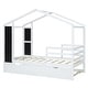 preview thumbnail 3 of 12, White Twin Size Solid Wood House Bed with Trundle & Writing Board