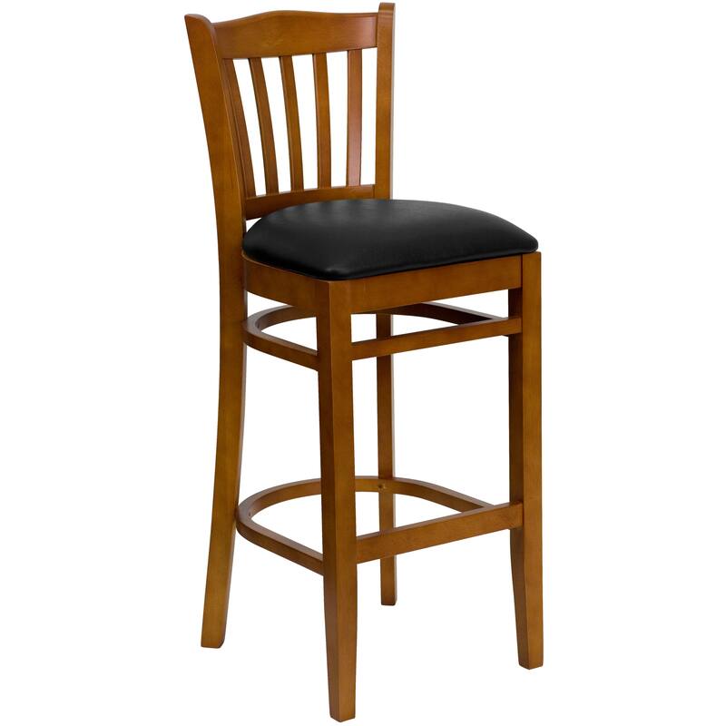 2Pk Vertical Slat Back Wood Restaurant Barstool - Hospitality Seating