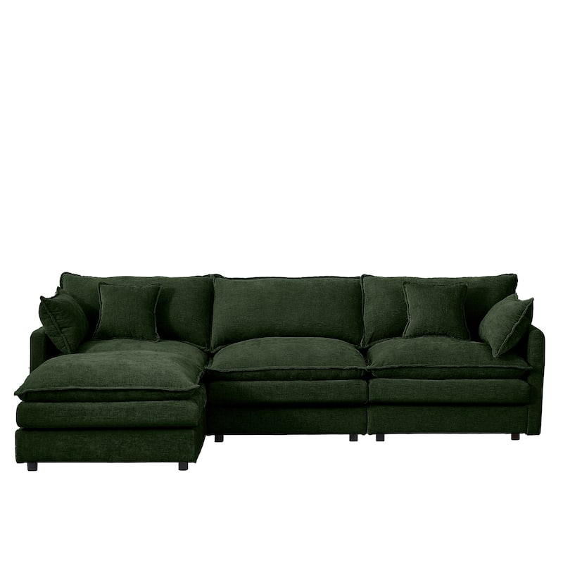 Modular Sectional Sofa, 102 Inch L Shaped Couch Set For Living Room, 3-Seater Comfy Cloud Couches With Movable Ottoman