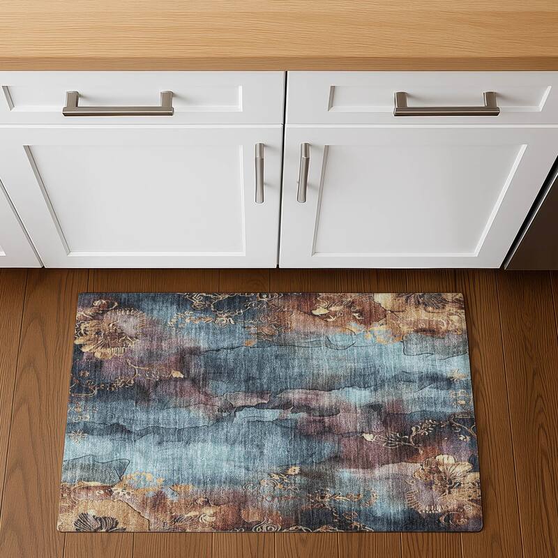 Premium Washable Super Soft Abstract Chic Mayfield Rug - Blue - 1'8" x 2'6"