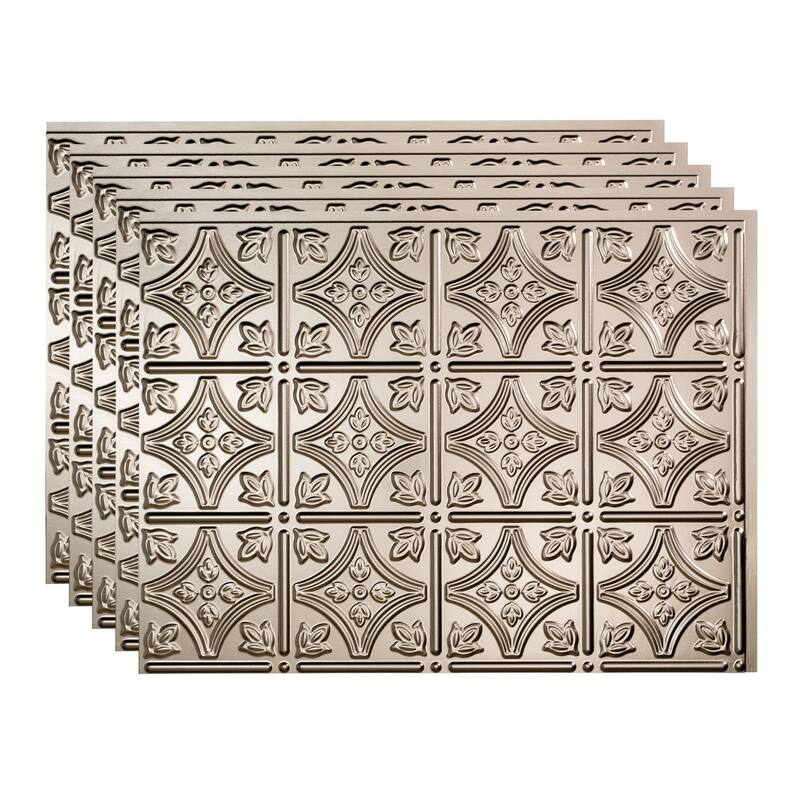 FASÄDE Traditional Style 1 Decorative Vinyl Backsplash Panel - 5 Pack - Brushed Nickel