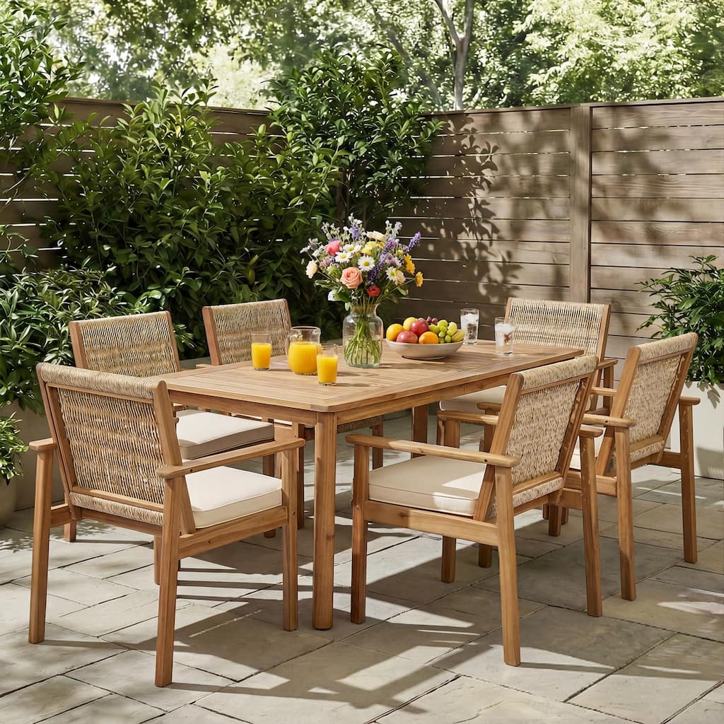 Christopher Knight Home - Solara 7-Piece Patio Acacia Wood Dining Set