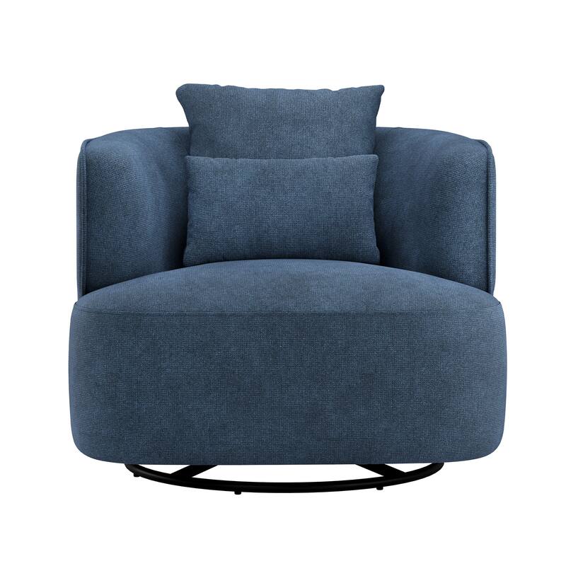 LUE BONA 2 Set Swivel Accent Armchair Fabric Blend, Modern Barrel Living Room Sofa Chair - 32.7" W x 32.7" D x 26.8" H