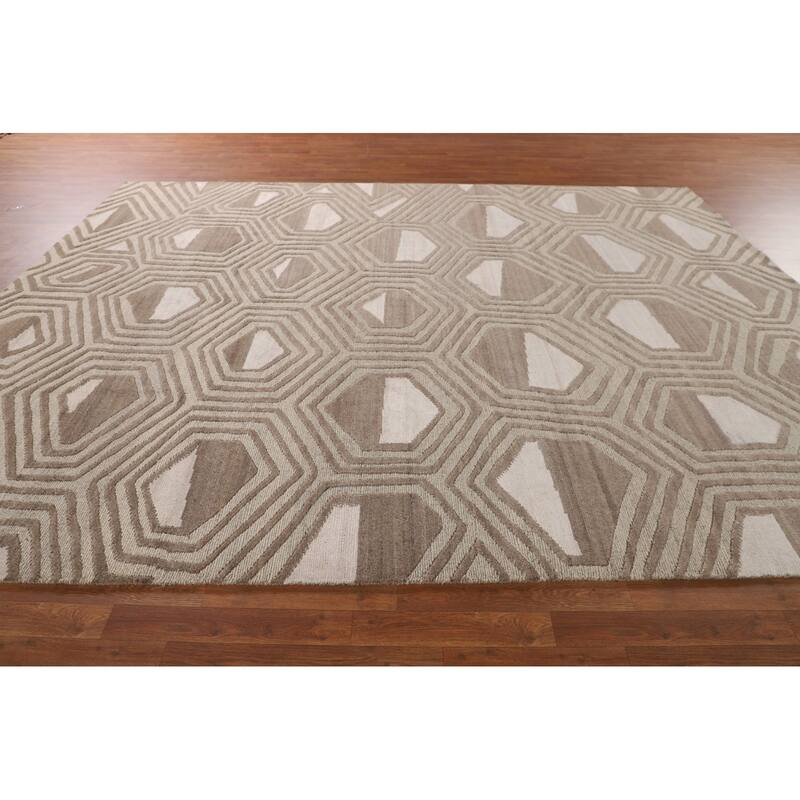 Modern Oriental Area Rug Hand-Knotted Wool Carpet - 9'2" x 11'8"