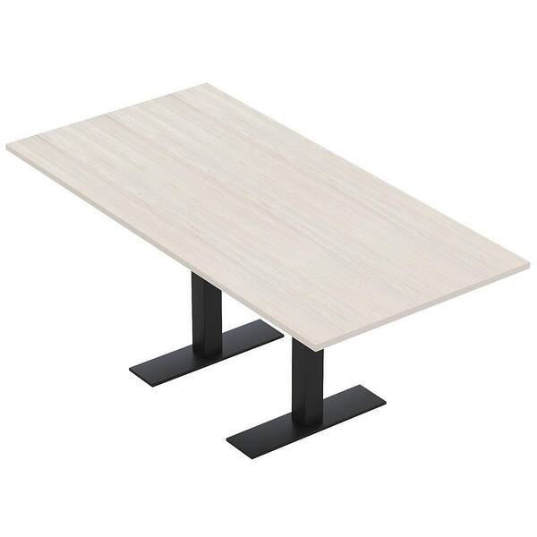 SKUTCHI DESIGNS INC. 10 Ft Arc Rectangular Conference Table With Power And Data Module | Harmony Series | Matte Black Base |White Cypress