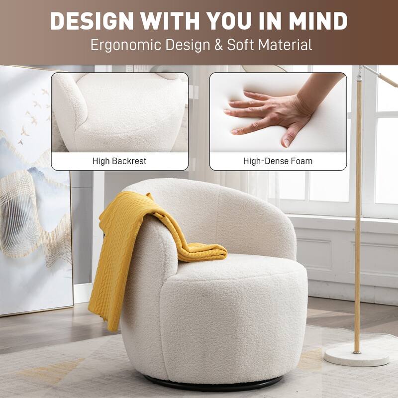 Ouyessir Modern Teddy Upholstered Swivel Barrel Chair(Set of 2)