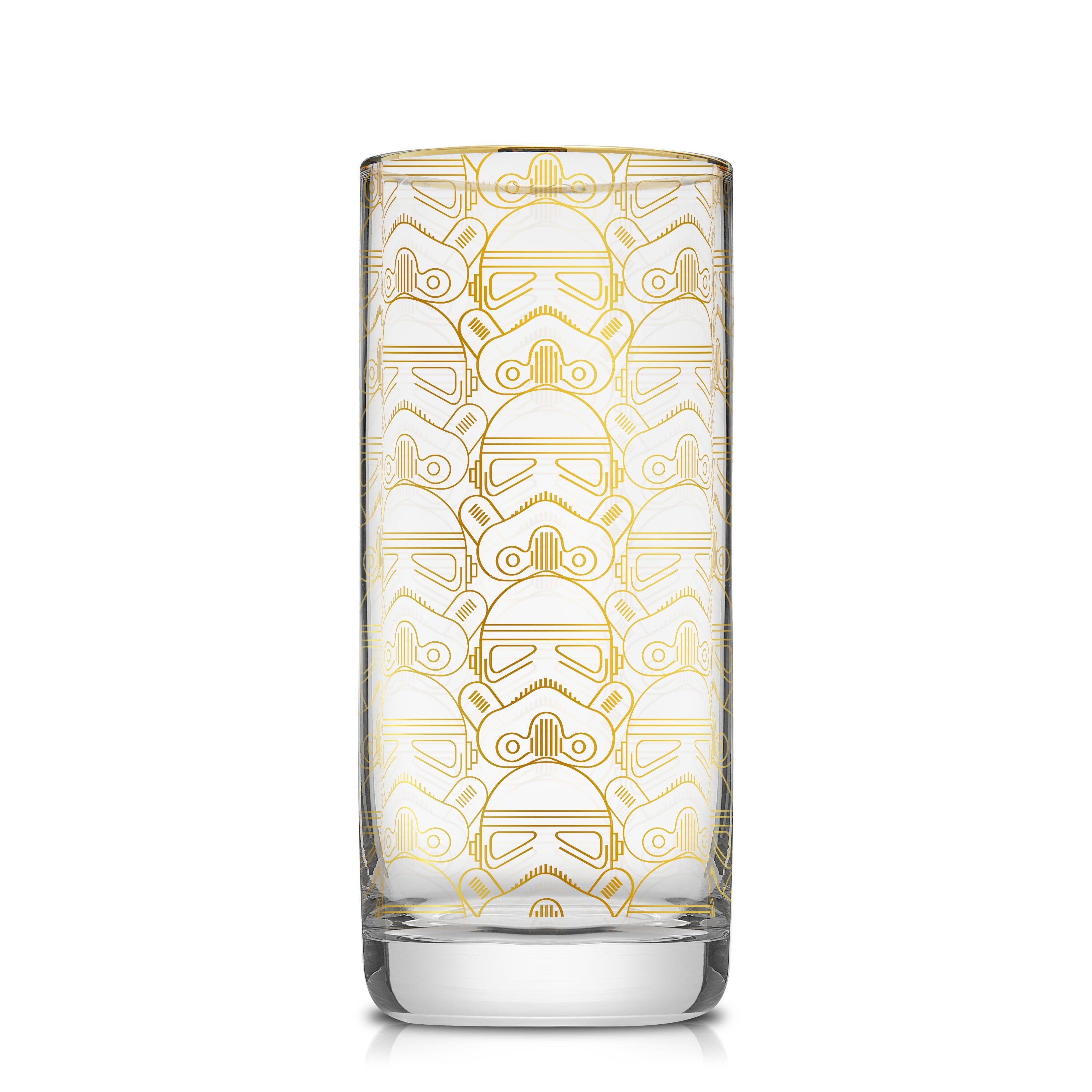 Star Wars Deco Gold Glass Tall Drinking Glasses - 13.5 oz - Set of 4