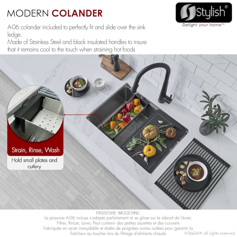 Dual Mount 27" Stainless S. Single Bowl Kitchen Sink Handmade - 27" x 19" x 9"
