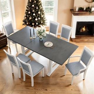 7-Piece Extendable Dining Table Set with Removable Leaf and Upholstered ...