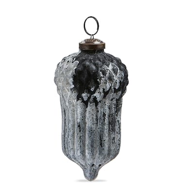 Twilight Acorn Glass Ornament 5 Inch Black Tree Decoration for Christmas Holiday