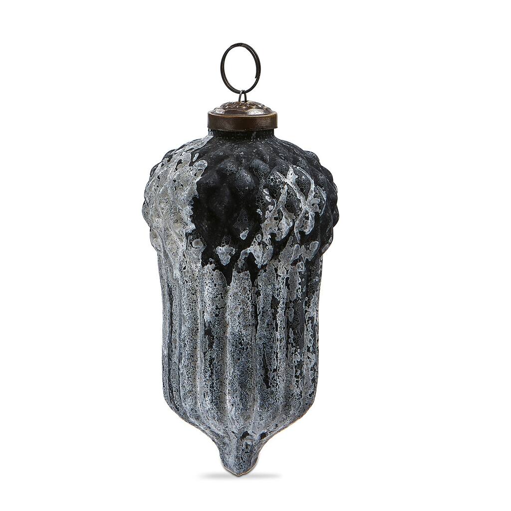 Twilight Acorn Glass Ornament 5 Inch Black Tree Decoration for Christmas Holiday
