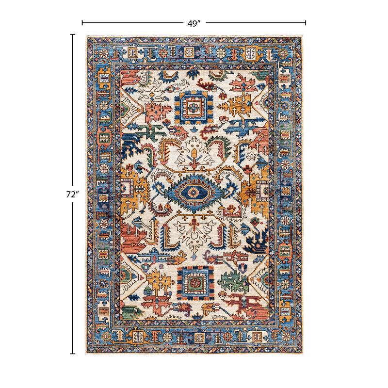 Serapi One-of-a-Kind Hand-Knotted Area Rug - Ivory - 4' 1" x 6' 0"