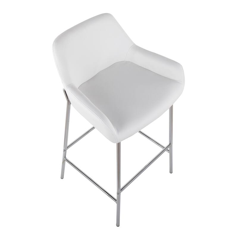 Silver Orchid Galotti Chrome Fixed-Height Upholstered Bar Stool - Set of 2