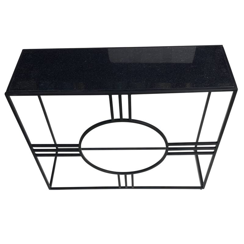 Console Table with Marble Top - 36.5" - Black