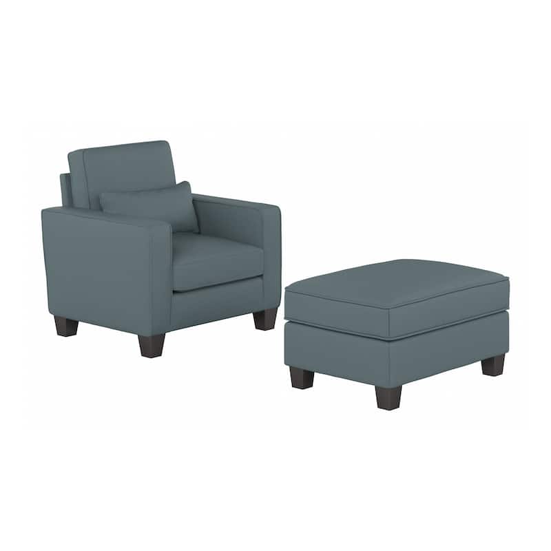 Bush Furniture Stockton Living Room Accent Chair with Ottoman Set