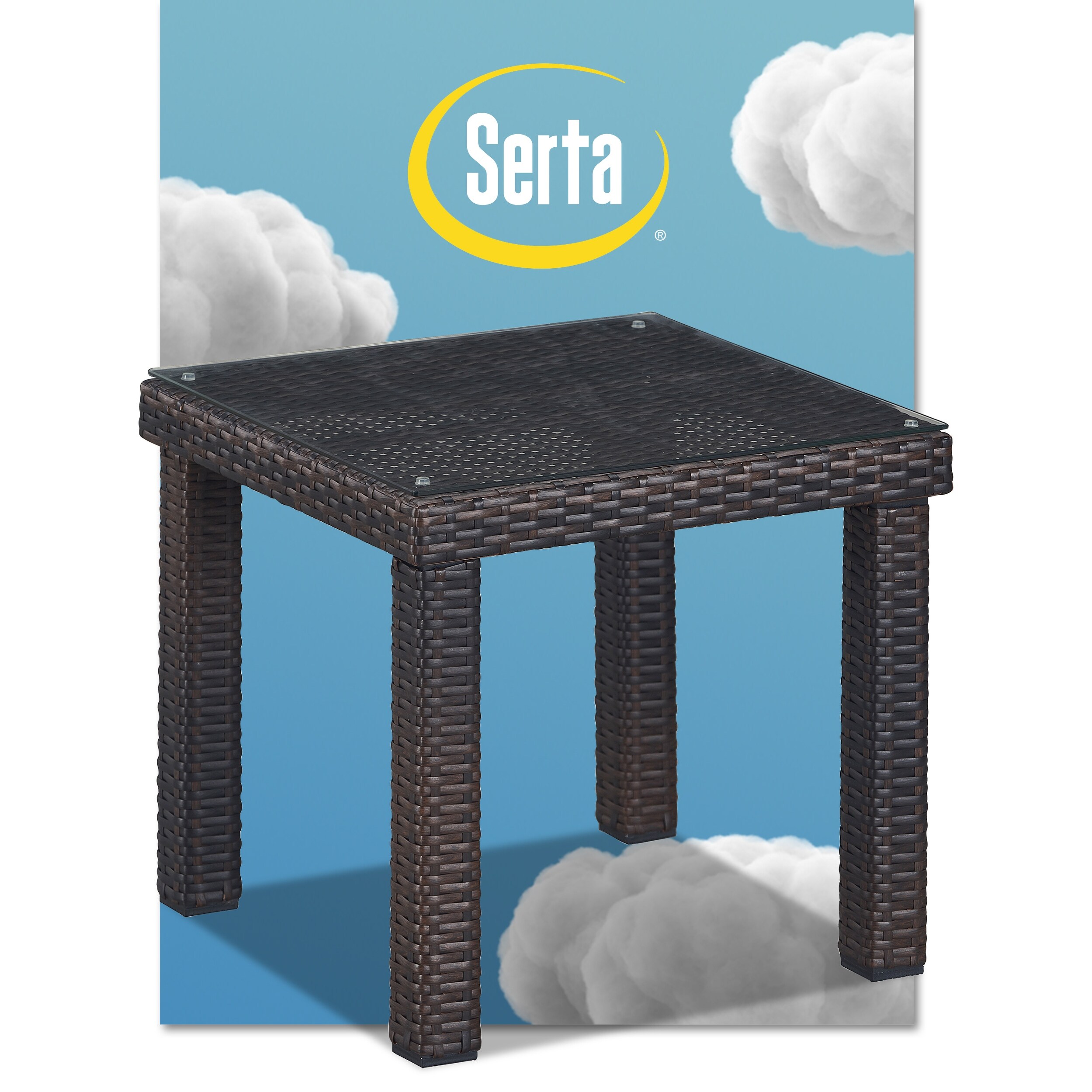 Shop Serta Tahoe Outdoor Side Table Terra Brown Wicker Overstock 22817048