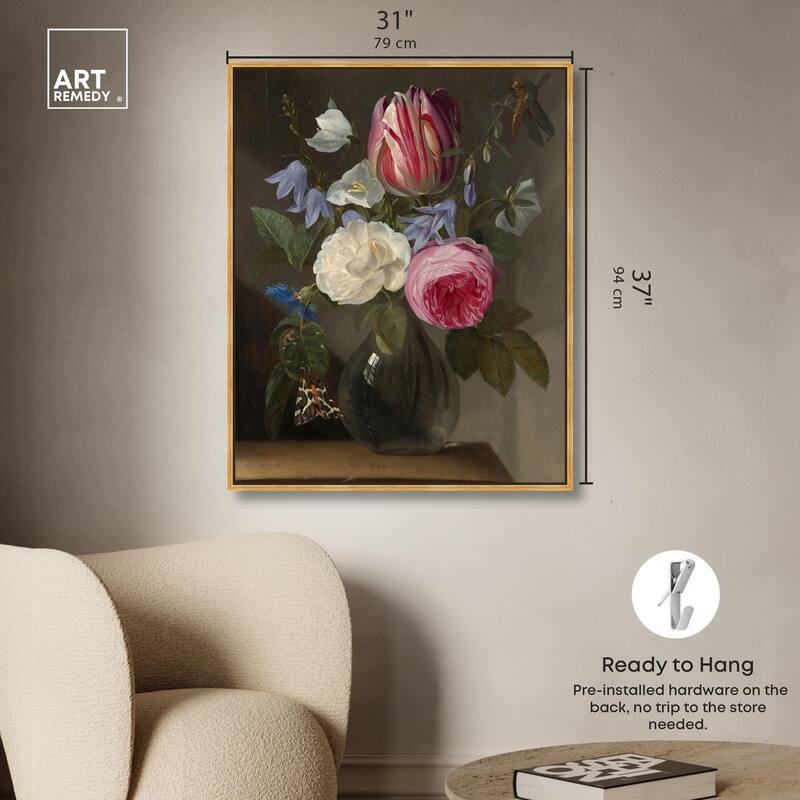 Roses and a Tulip Canvas by Art Remedy