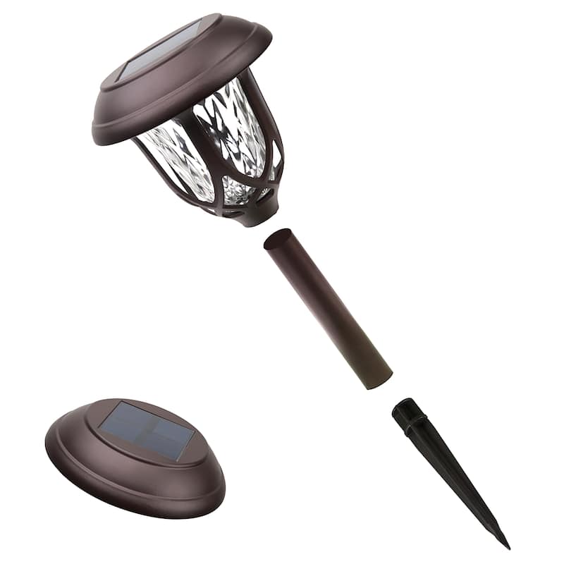 Alpine Corporation 17" Tall Super Bright High Lumen Outdoor Solar Powered Pathway Light Stakes, Bronze (Set of 2)