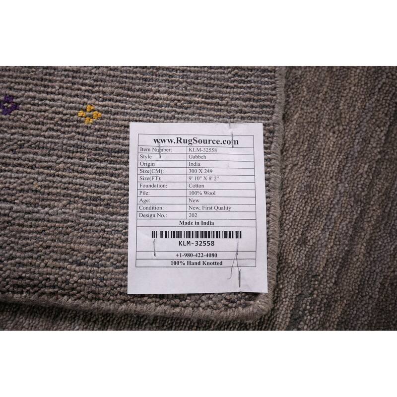 Earth Tone Gabbeh Oriental Area Rug Hand-Knotted Wool Carpet - 8'2" X 9'10"