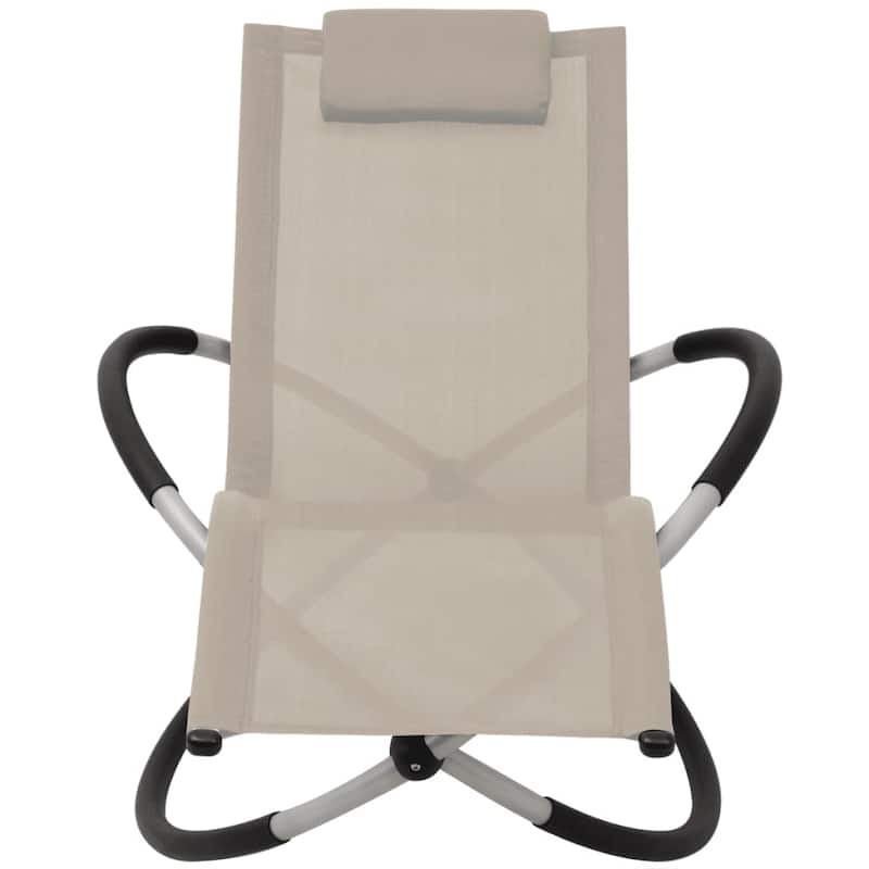 vidaXL Sun Lounger Black (frame) and cream (fabric) - 29.1 x 56.7 x 33.5