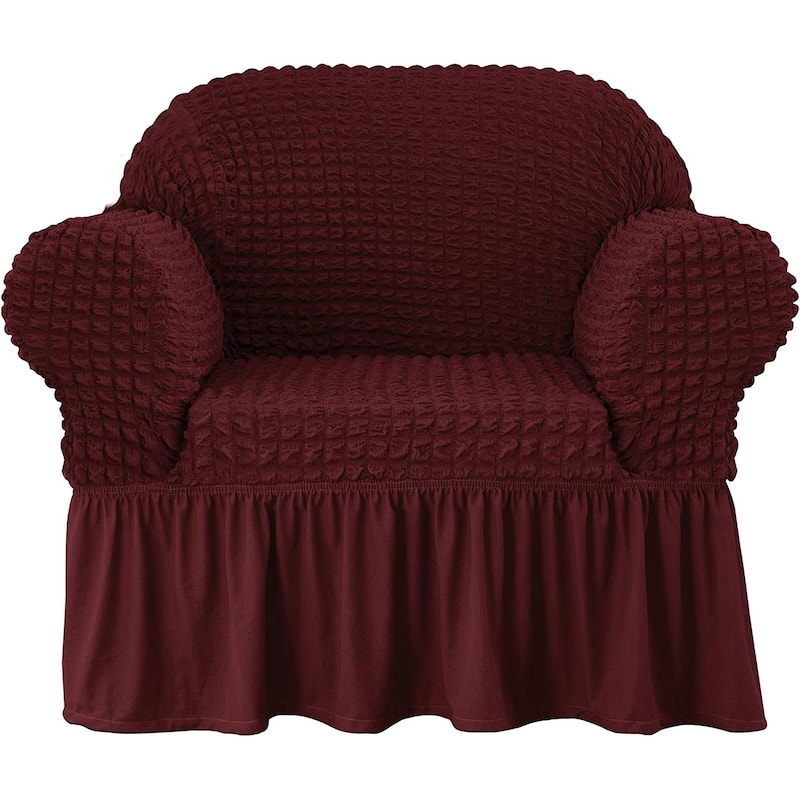 Subrtex 1 Piece Armchair Slipcover Seersucker Skirt Stretch Spandex Furniture Protector