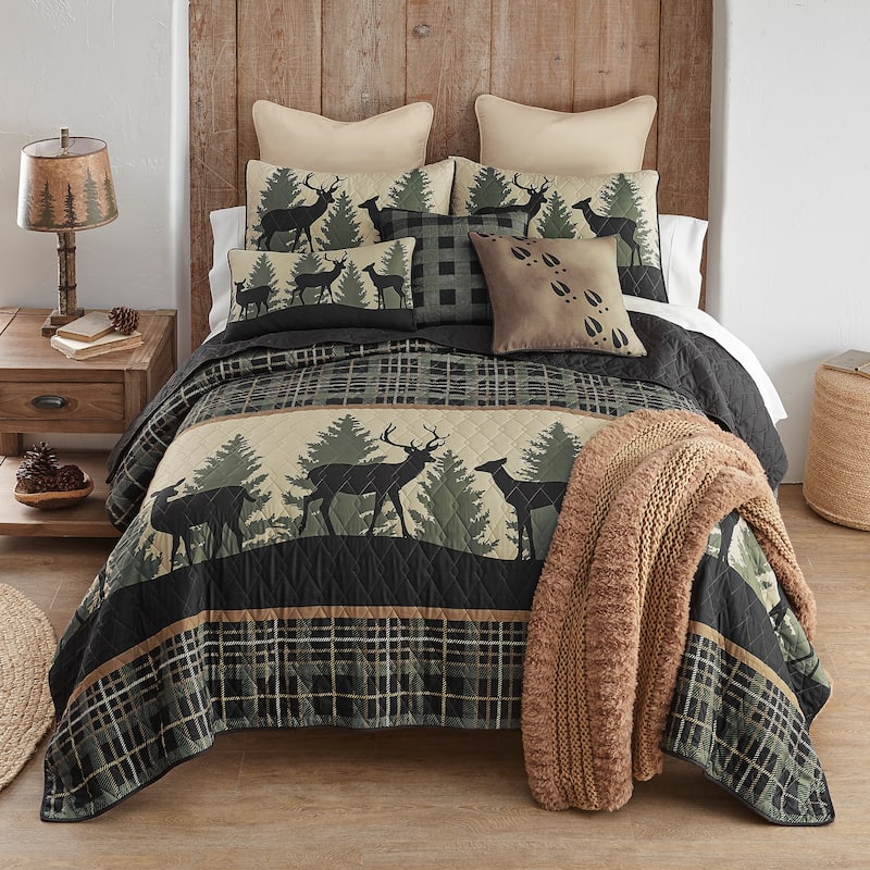 Your Lifestyle by Donna Sharp Deer Walk UCC Quilt Collection - King - Black/Green - 3 Piece