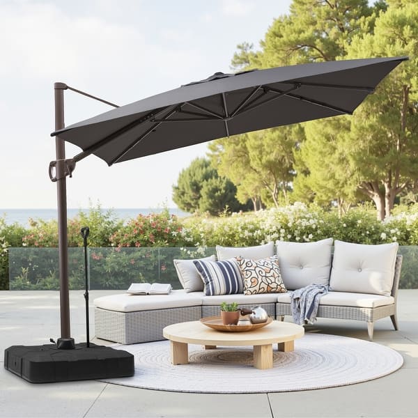 11 foot patio umbrella bed bath and beyond 11 x 9 FT Aluminum Outdoor Patio Offset Cantilever Umbrella with Base - On  Sale - Bed Bath & Beyond