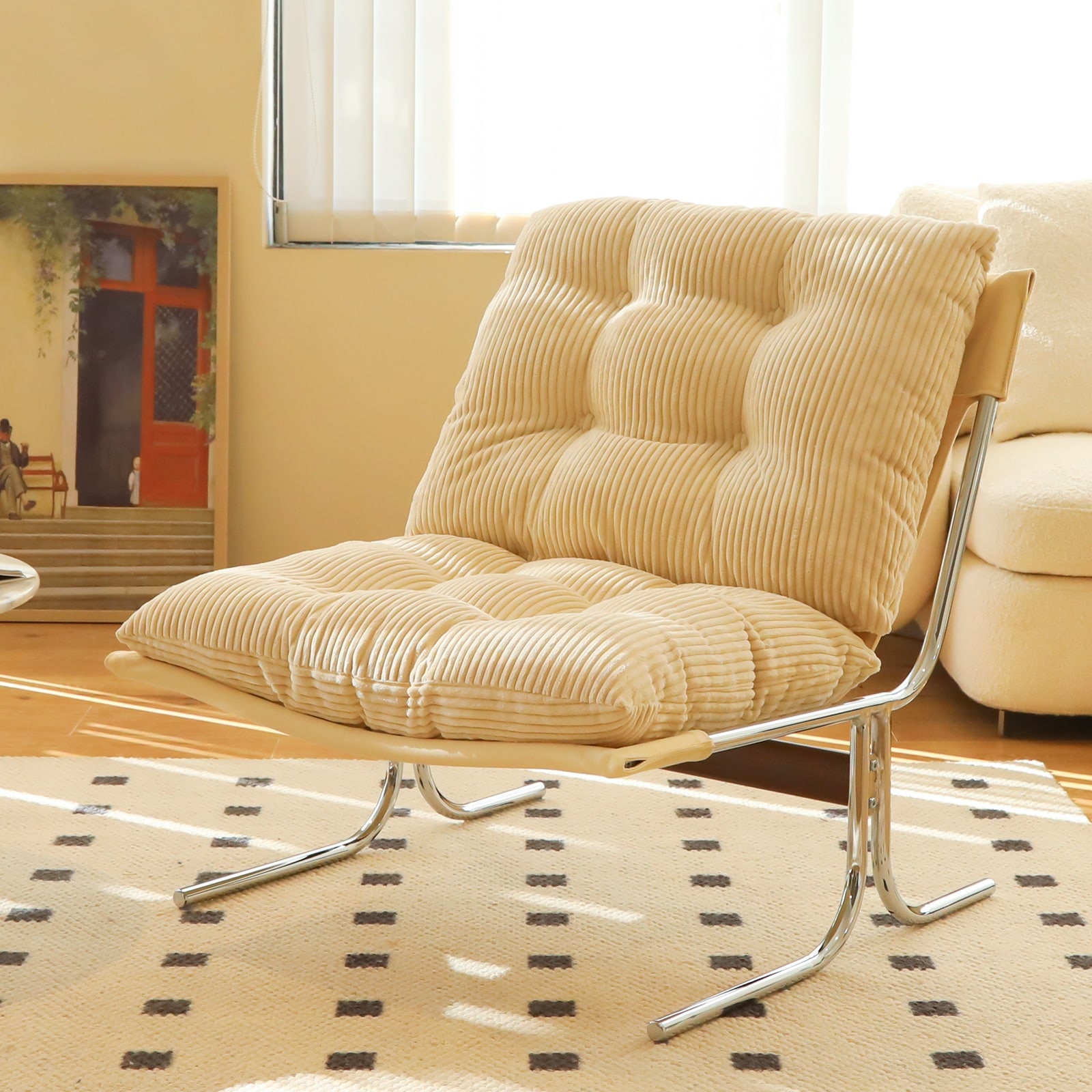 Modern Accent Chair Sofa Chair Dining Chair with Metal Frame, Reading Chair Leisure Chair Padded Chair